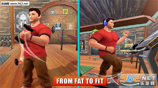 肥胖男孩在健身游戏