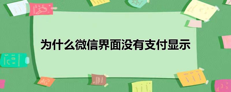 为什么微信界面没有支付显示，微信支付不显示怎么弄