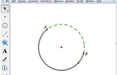 几何画板怎么设置绘制的圆有一部分虚线？