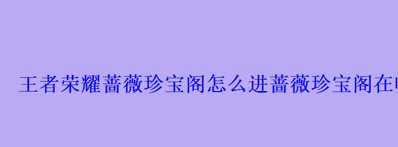 王者荣耀蔷薇珍宝阁在哪进入，王者荣耀蔷薇珍宝阁在哪里?