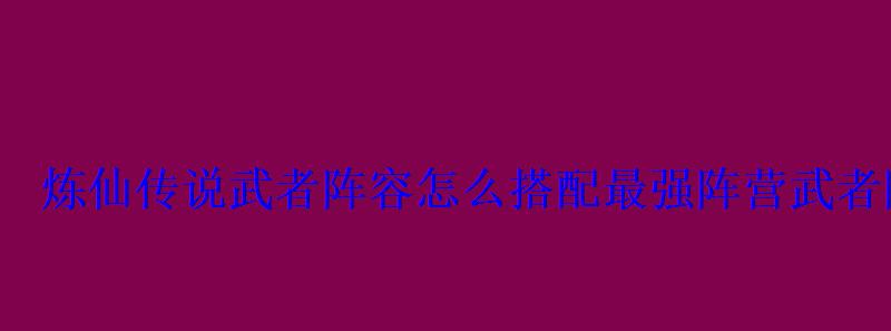 炼仙传说武者阵容怎么搭配最强阵营武者阵容分享