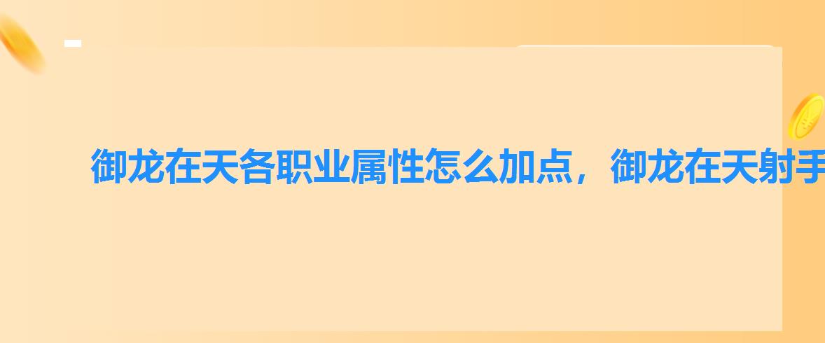 御龙在天各职业属性怎么加点，御龙在天射手怎么加点