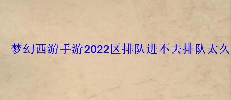 梦幻西游2020排队新区进不去，梦幻手游2020区什么时候不用排队