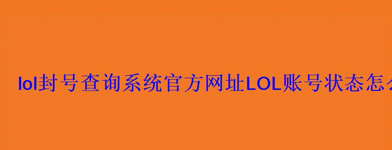 lol封号查询系统官方网址LOL账号状态怎么查询