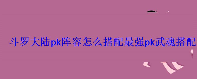 斗罗大陆pk阵容怎么搭配最强pk武魂搭配