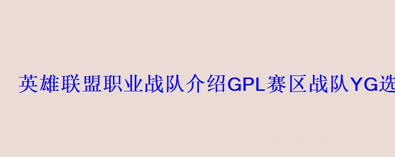 英雄联盟职业战队介绍GPL赛区战队YG选手简介