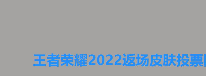 王者荣耀2022返场皮肤投票网站，王者荣耀2022周年庆返场皮肤投票结果