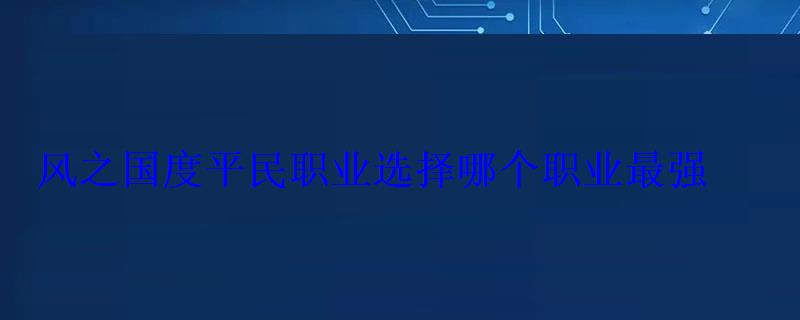 风之国度平民职业选择哪个职业最强