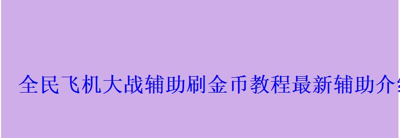 全民飞机大战辅助刷金币教程最新辅助介绍