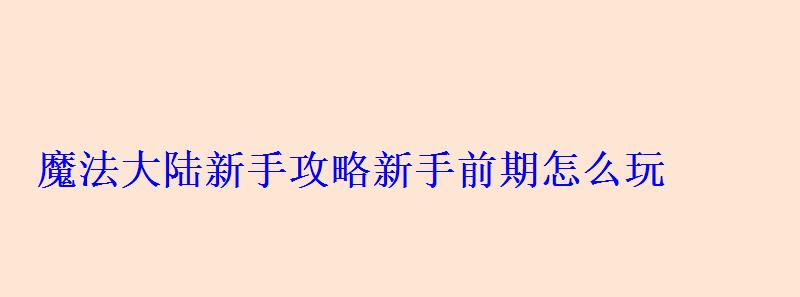 魔法大陆游戏攻略，魔法门传说新手攻略