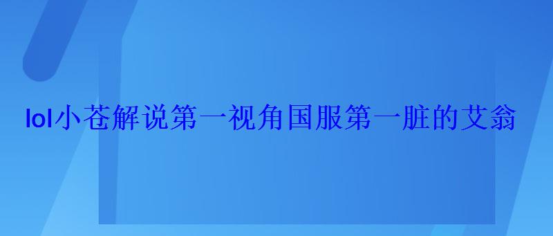 lol小苍解说第一视角国服第一脏的艾翁