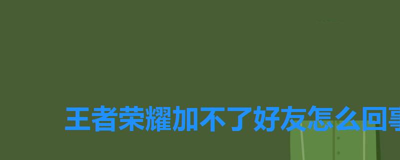 王者荣耀加不了好友怎么回事2022年6月好友功能关闭了，王者荣耀为什么加不了好友功能关闭