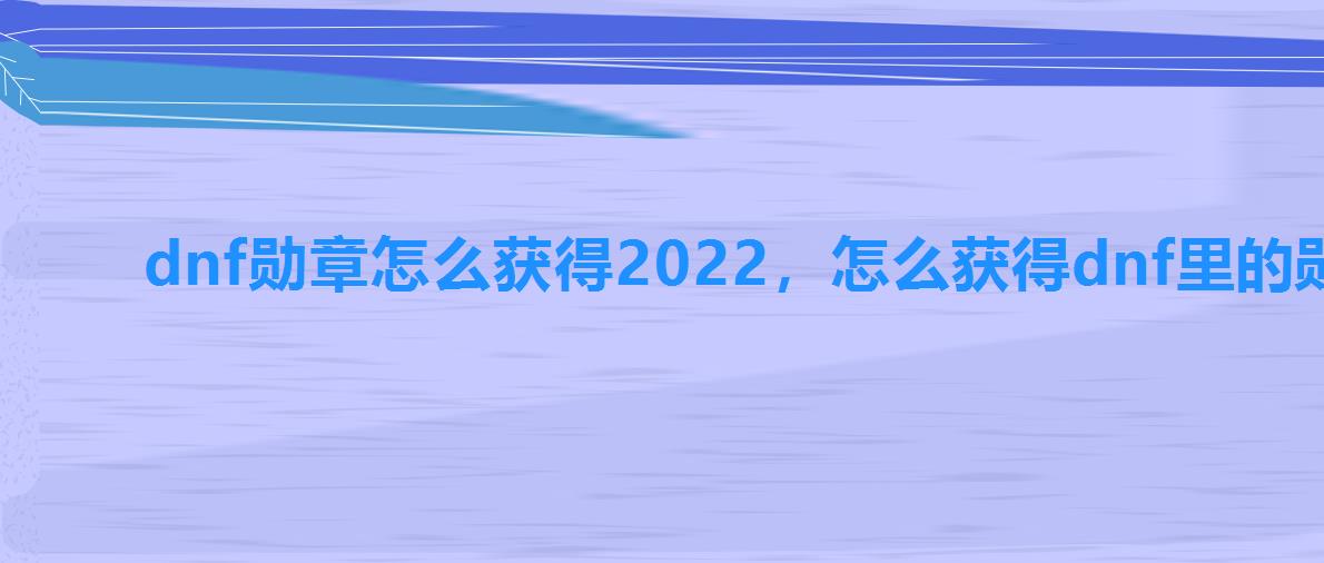 dnf勋章怎么获得2022，怎么获得dnf里的勋章