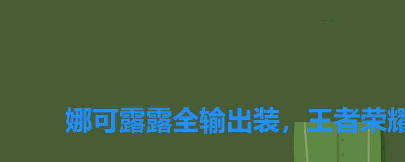 娜可露露全输出装，王者荣耀娜可露露6神装